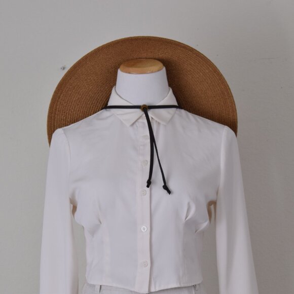 Off White Crop Fitted Blouse by Atelier Mexico size 6 - Picture 9 of 11